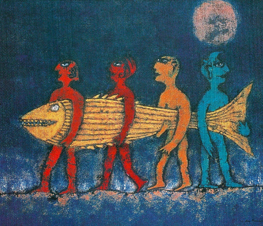 Men carrying fish