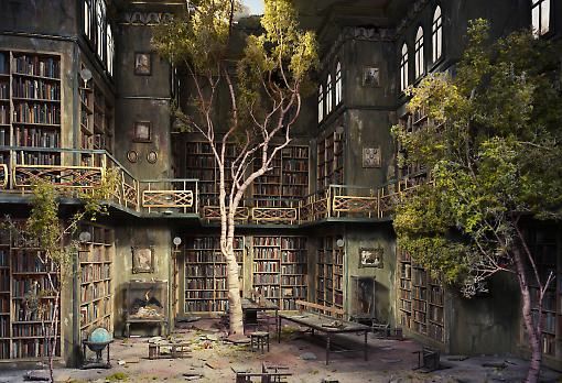 library in ruins
