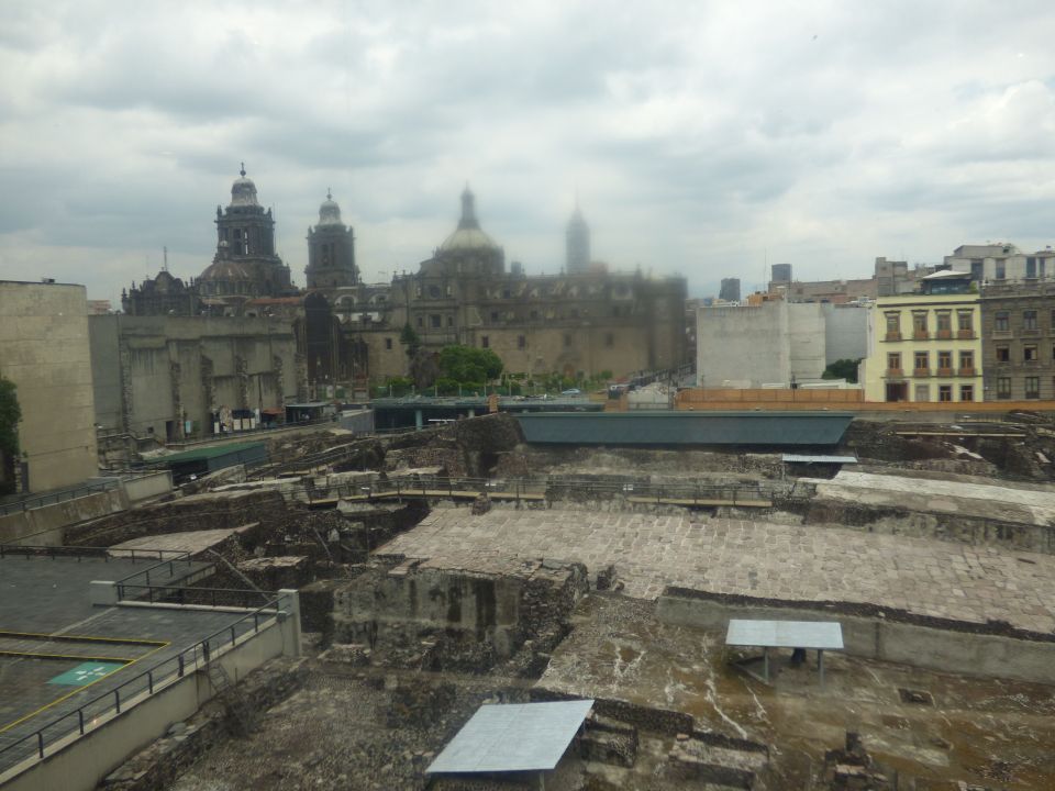 Templo mayor, with cathedral behind.